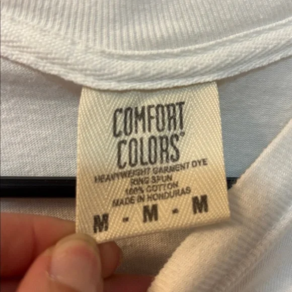 Comfort Colors White Short Sleeve Tee with Purple Paisley Pocket - Picture 3 of 5